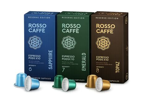 200 קפסולות אלומיניום לנספרסו רוסו קפה ROSSO CAFFE RESERVE EDITION