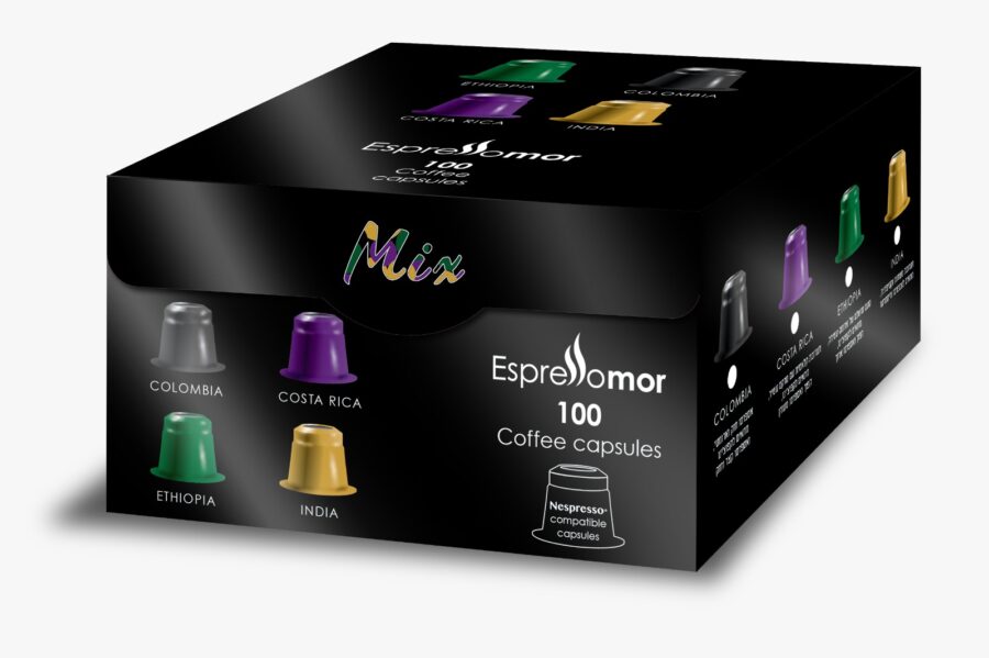 400 קפסולות תואמות נספרסו ומשלוח חינם עד הבית MOMENTO CAFFE MIX אספרסו מור