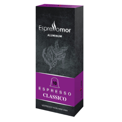 10 קפסולות אלומיניום אספרסו מור קלאסיקו Classico חוזק 8