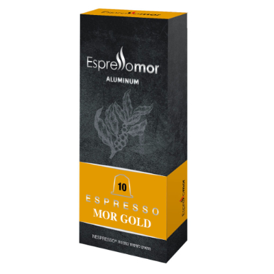 10 קפסולות אלומיניום אספרסו מור גולד GOLD חוזק 10
