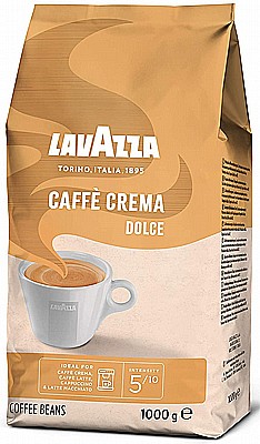 1 ק"ג פולי קפה לוואצה קפה קרמה LAVAZZA CAFE CREMA DOLCE חוזק