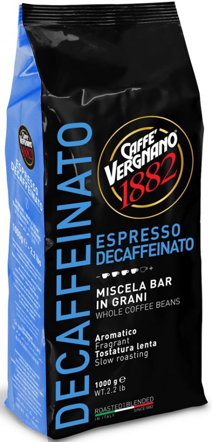 1 ק"ג פולי קפה נטול קפאין Caffe Vergnano 1882 Decaffeinato