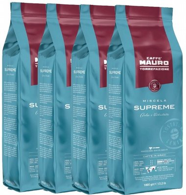 4 ק"ג פולי קפה מאורו סופרים Mauro Miscela Supreme 80% arabica