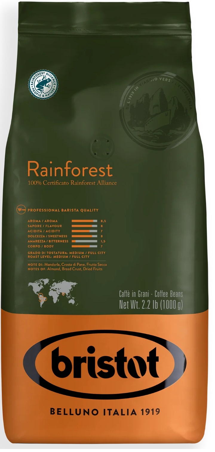 1 ק"ג פולי קפה בריסטוט ריין פורסט Bristot Rainforest