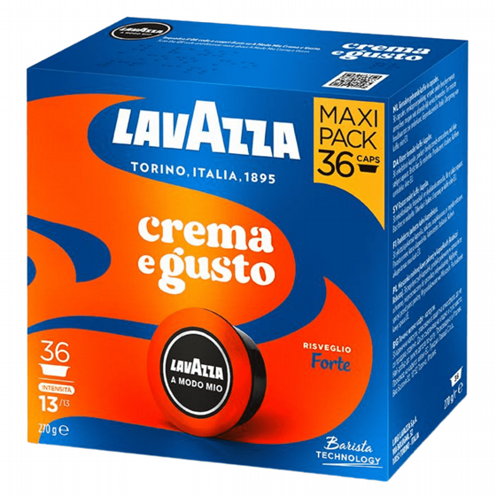 36 קפסולות לוואצה מודו מיו קרמה אי גוסטו Lavazza A Modo Mio Crema E Gusto Forte