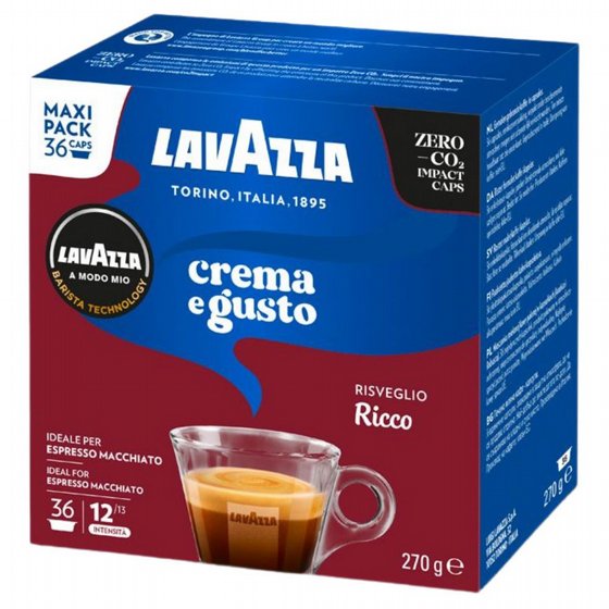 36 קפסולות לוואצה מודו מיו קרמה אי גוסטו ריקו Lavazza A Modo Mio Crema e Gusto Ricco