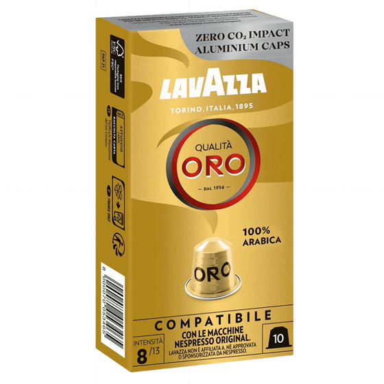 10 קפסולות אלומיניום lavazza Qualita Oro 100% arabica