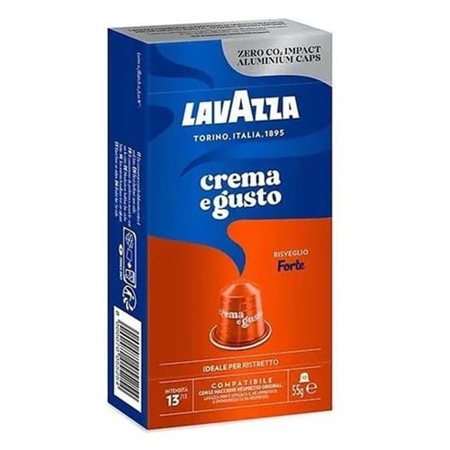 10 קפסולות אלומניום לנספרסו lavazza Crema e Gusto forte